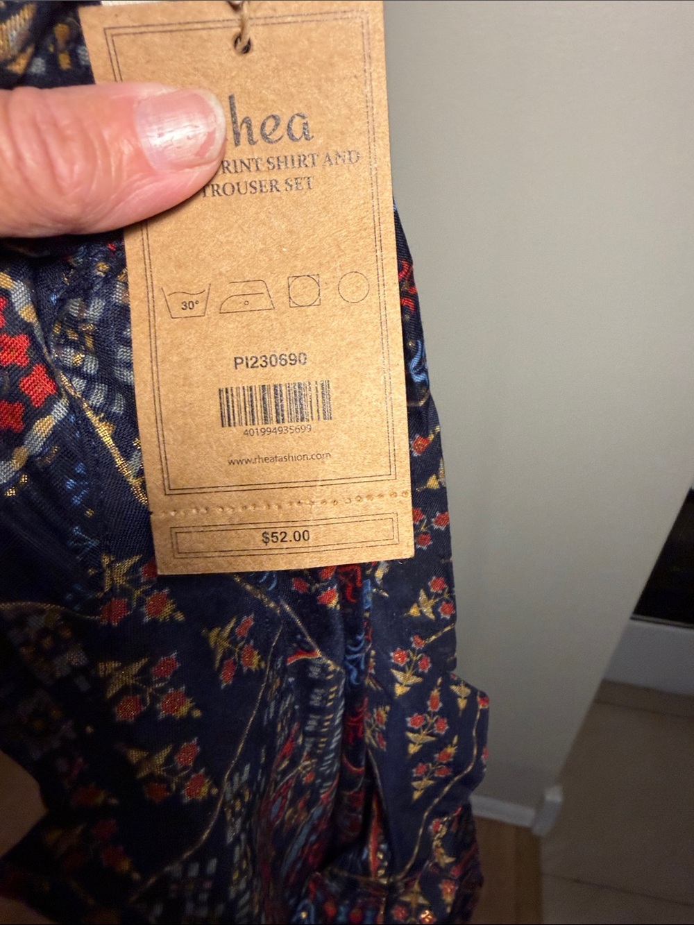 Navy Multi-Pattern Button Front Blouse - Picture 13 of 13